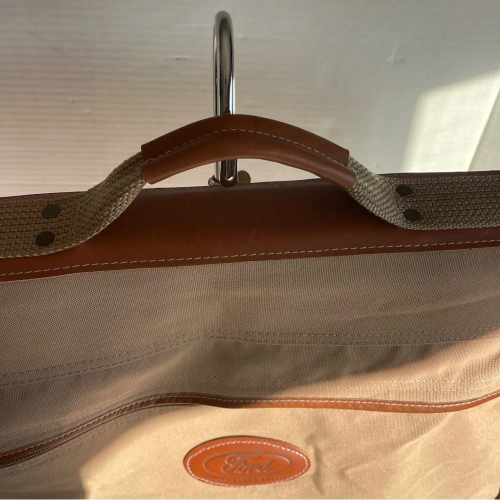 Ford Eddie Bauer Khaki Canvas Leather Garment Bag